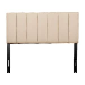 Helena Adjustable Cream Full Upholstered Headboard with Channel Tufting