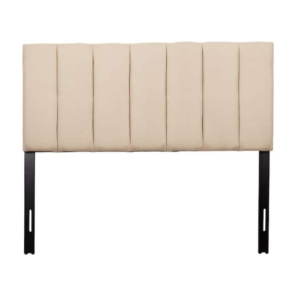 CorLiving Helena Adjustable Cream Full Upholstered Headboard with Channel Tufting