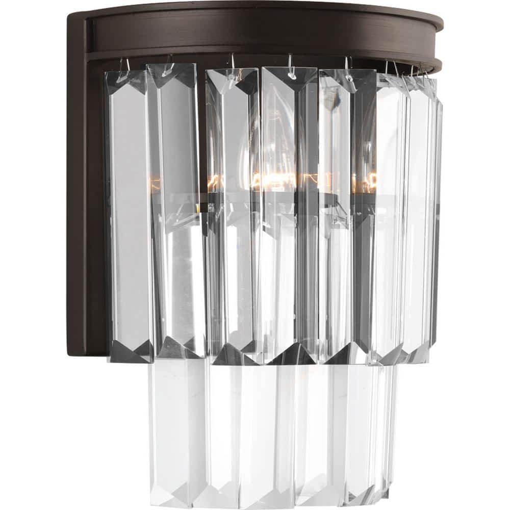 Antique Bronze 2-Light Wall Sconce with Prismatic Glass Shade