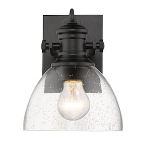 Hines 1-Light Black and Seeded Glass Bath Light