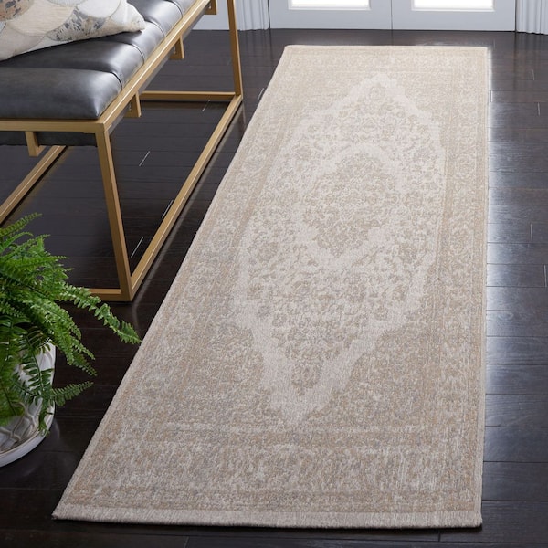 Classic Vintage 2 ft. x 12 ft. Beige Border Medallion Runner Rug