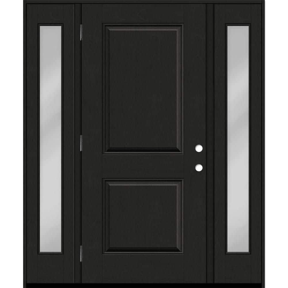 Regency 64 in. x 80 in. 2P Squaretop RHOS Onyx Stain Mahogany Fiberglass Prehung Front Door with Clear 12 in. SLs 4-9/16 price history on PriceWatchPro