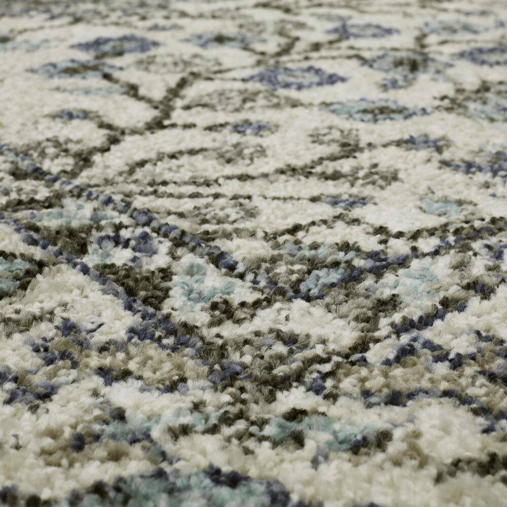 Bonilla Sky Blue Floral Synthetic Area Rug, 5'3" x 8'