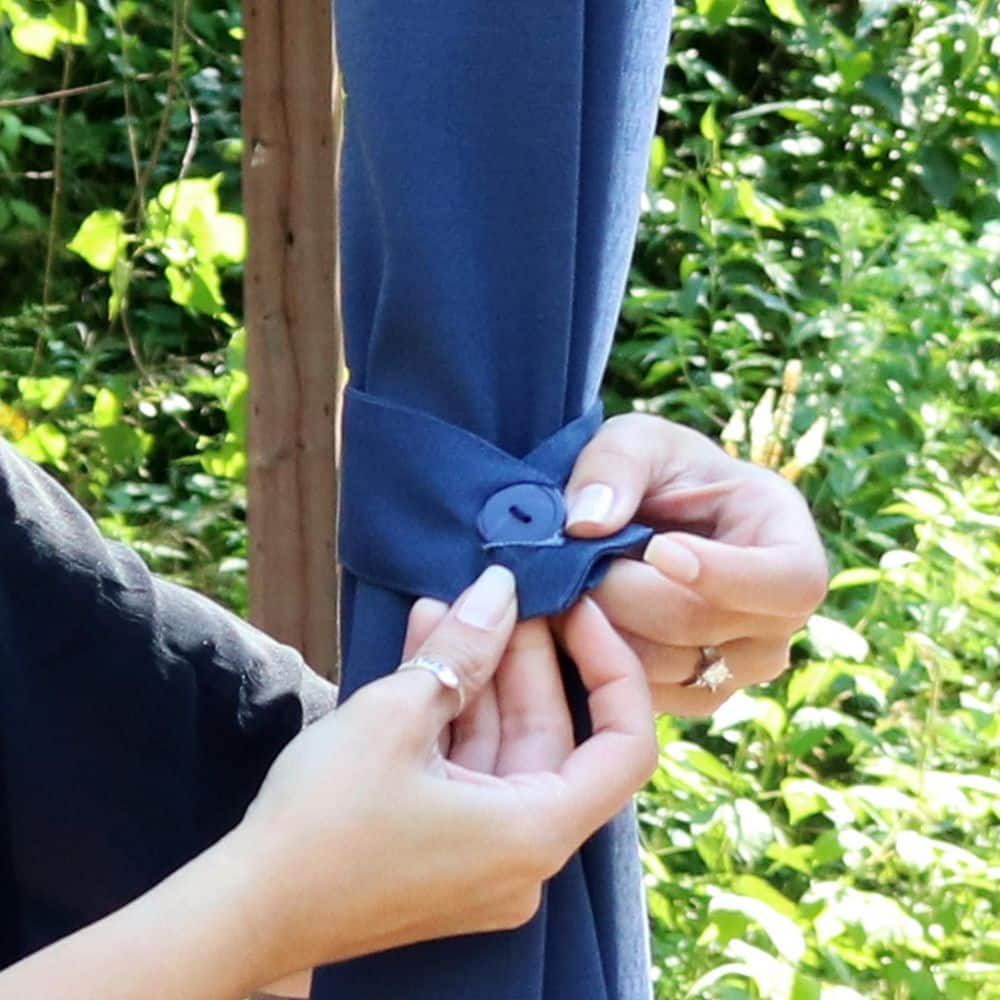 Blue Polyester Fabric Curtain Tiebacks with Resin Buttons - Set of 2