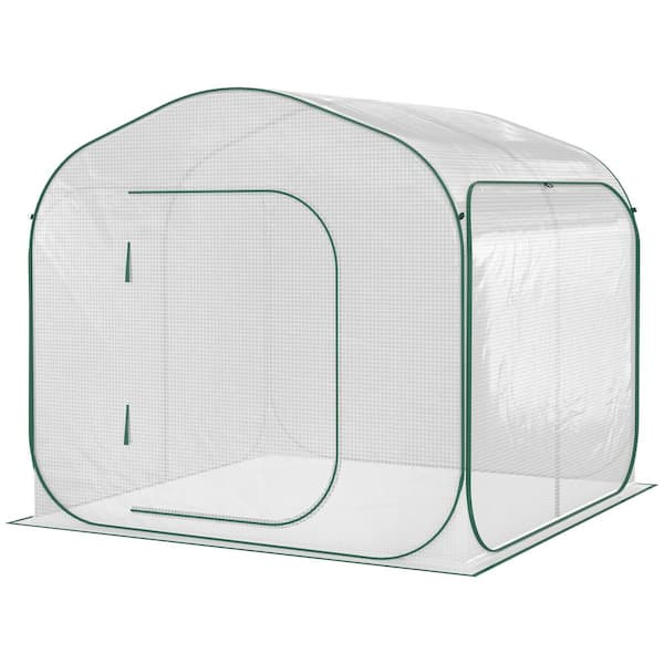 Sudzendf 82 in. W x 82 in. D x 76.75 in. H White Portable Walk-in Greenhouse Tent with Zipper Door, Outdoor Garden Hot House