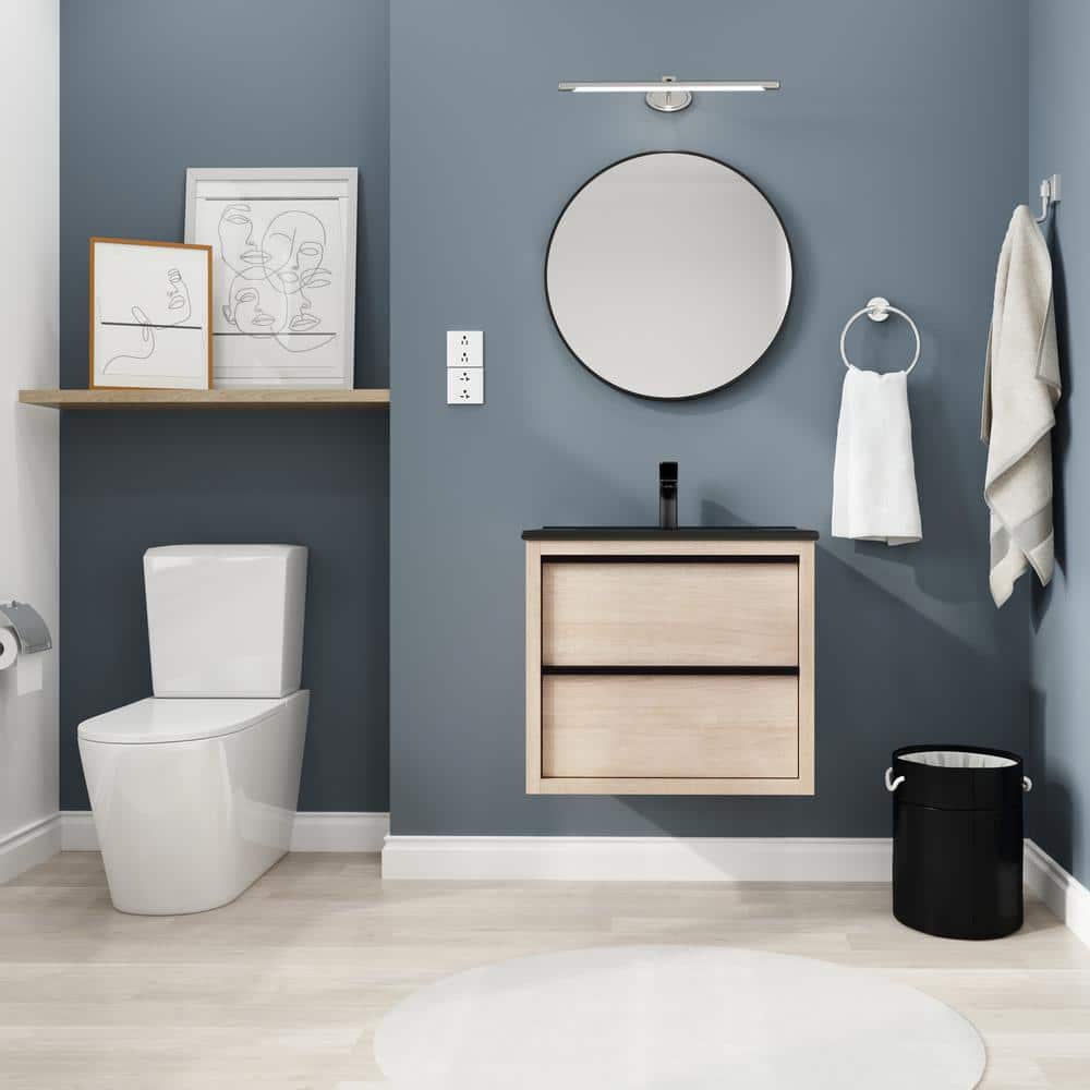 24 in. W x 18 in. D x 21 in. H Wall Mounted Single Sink Bath Vanity in Plai