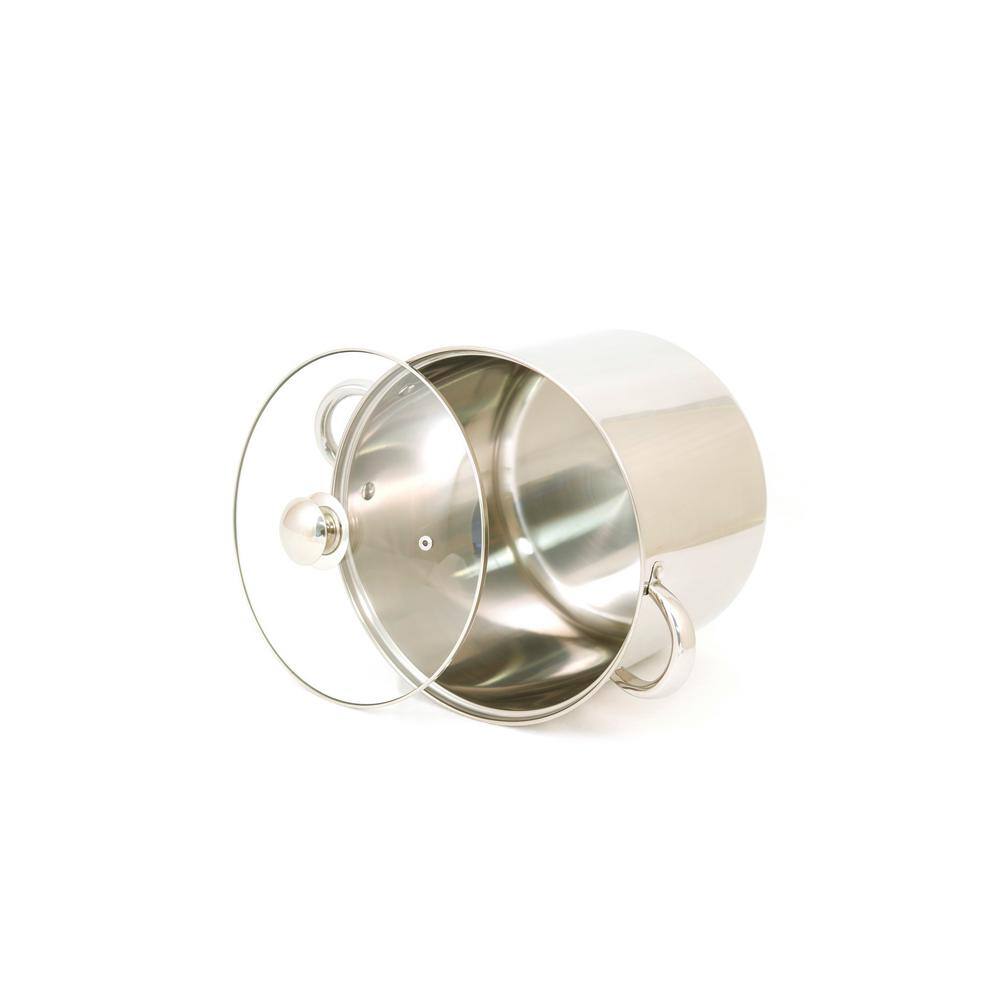 Gleaming Stainless Steel Stock Pot with Glass Lid, 12 Quarts