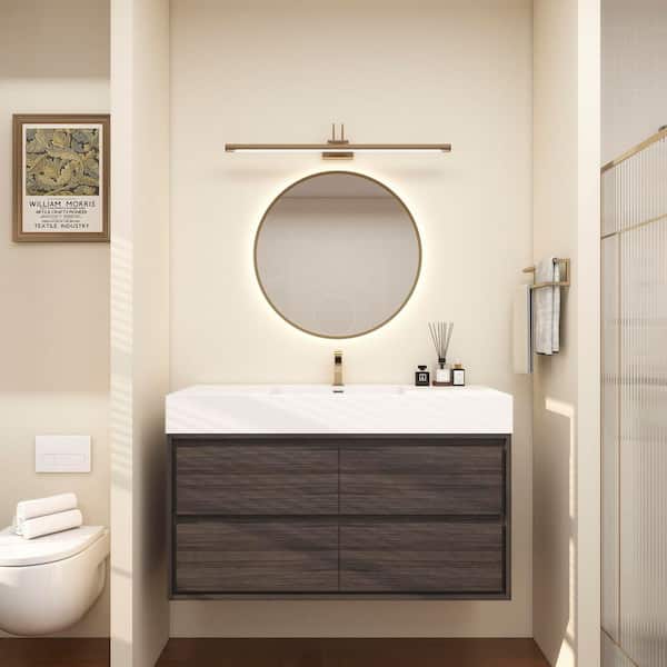 BV Better Vanity Saggie 47 in. W. x 20 in. D x 28 in. H Single Sink Floating Bath Vanity in Dark Gray Oak with White Acrylic Top