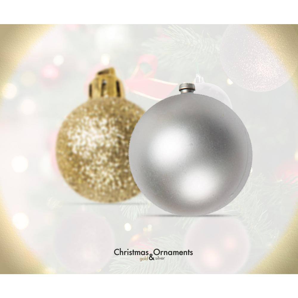 Gold and Silver Shatterproof Plastic Christmas Ornament Set