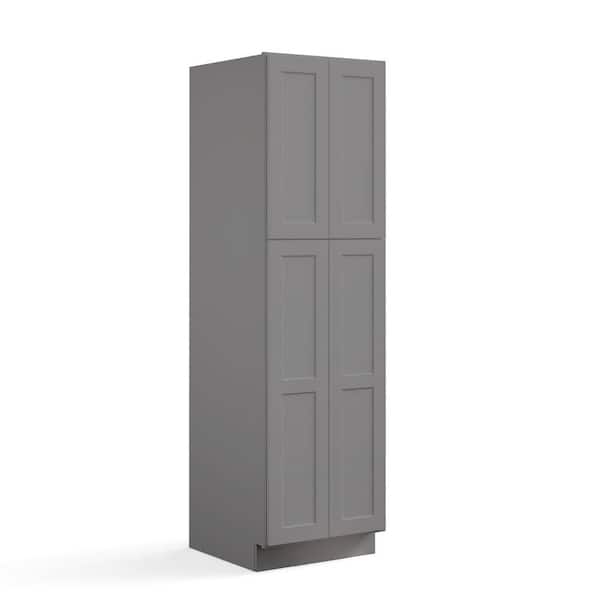24 in. W x 24 in. D x 90 in. H in Shaker Grey Plywood Ready to Assemble Floor Wall Pantry Kitchen Cabinet