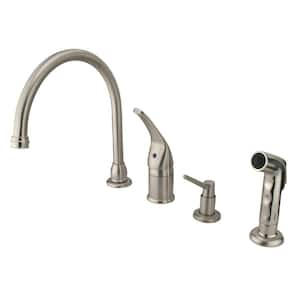 Chatham Single Handle Standard Kitchen Faucet with Side Sprayer in Brushed Nickel