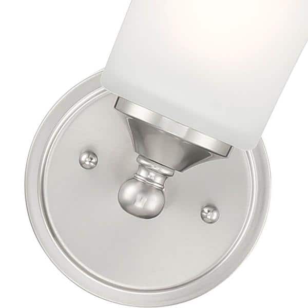 Transitional Flared Frosted Glass & Brushed Nickel Sconce, 9.5" Height