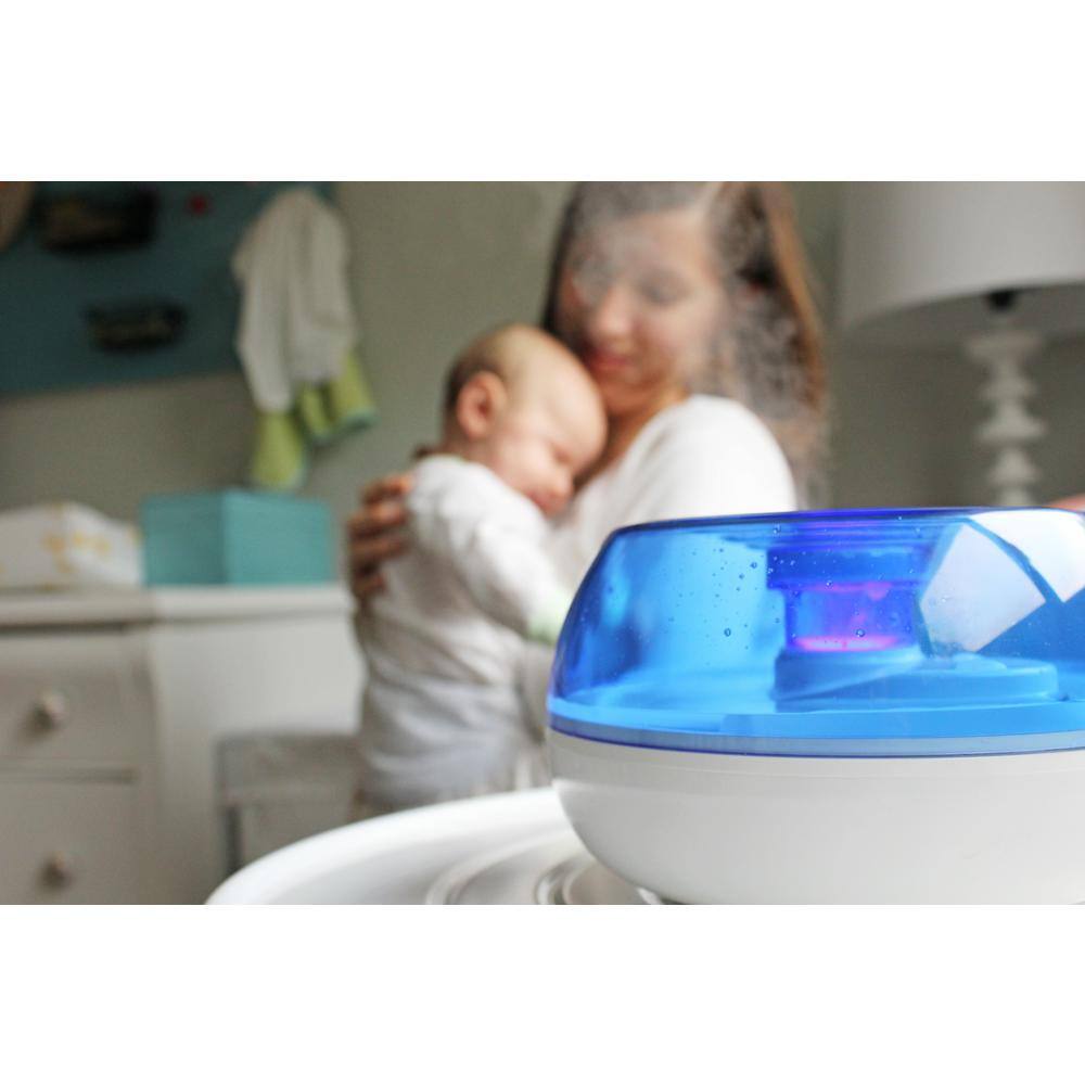 Compact Blue and White Ultrasonic Cool Mist Humidifier