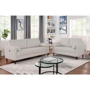 Grandover 52.38 in. Off-white Faux Leather 2 Seats Loveseat with USB Outlet