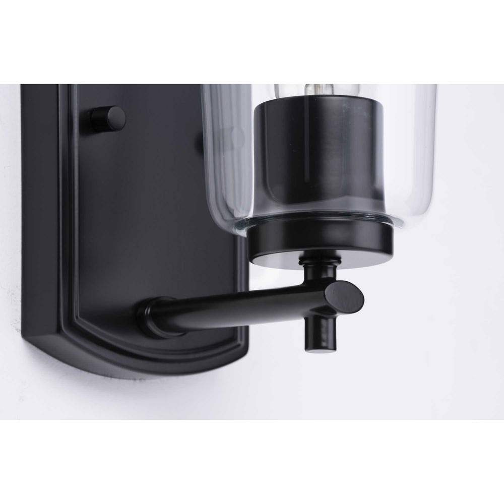 Adley Black Steel Wall Sconce with Clear Glass Shade