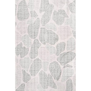 Gretta Abstract Stones Machine Washable Beige 4 ft. x 6 ft. Area Rug