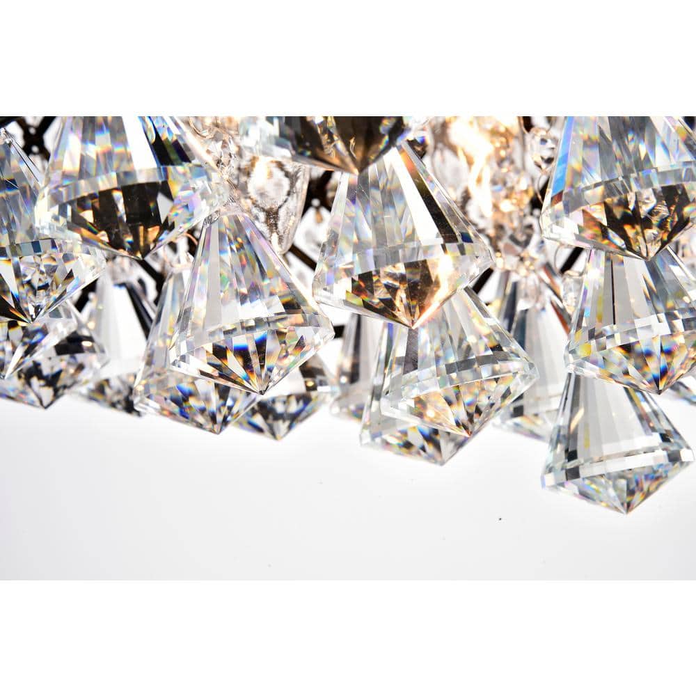 Antique Black Crystal Drum Semi-Flush Mount Chandelier