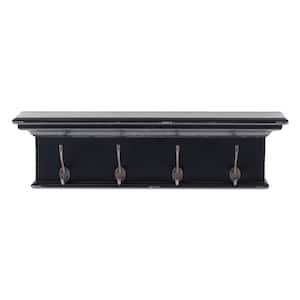 Charlie 27.56 in. Black and Antiqued White Wall-Mounted with Shelf