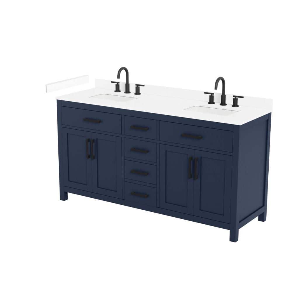 Beckett 66 in. Double Freestanding Dark Blue Bath Vanity with Top price history on PriceWatchPro
