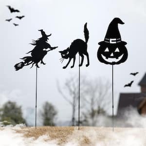 36 in. H Halloween Metal Silhouette Yard Stake or Hanging Decor (Set of 3)