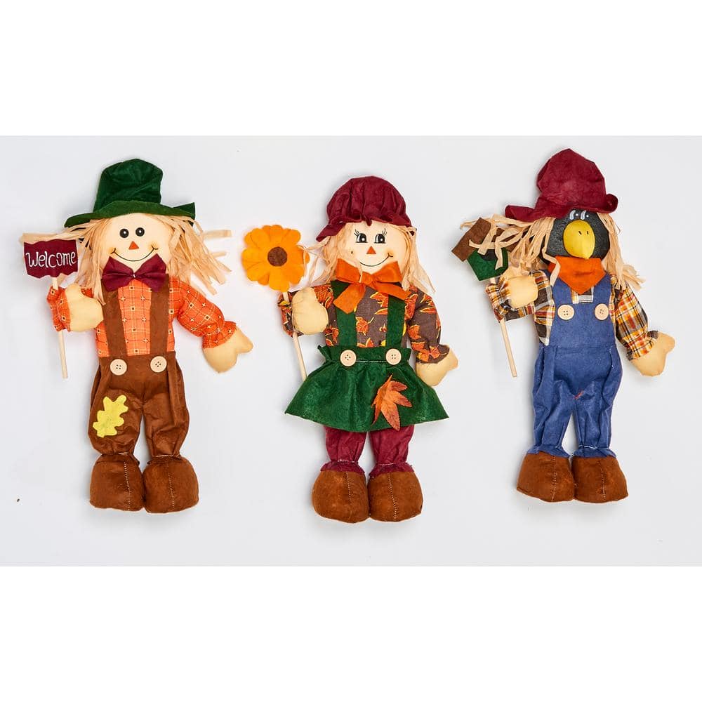 16 in. Standing Scarecrow with Sign or Flower (Set of 2)