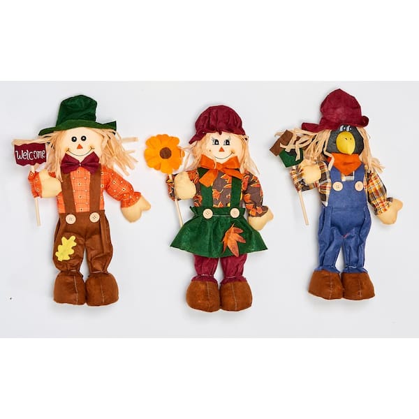 Unbranded 16 in. Standing Scarecrow with Sign or Flower (Set of 2)