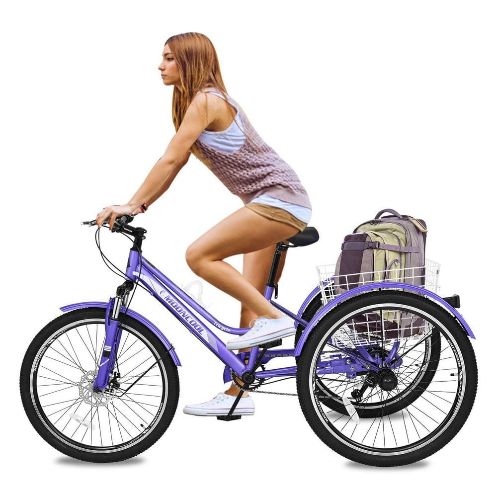 MOONCOOL 26 in. Adults Trikes with Shopping Basket, Adult Mountain Bike ...