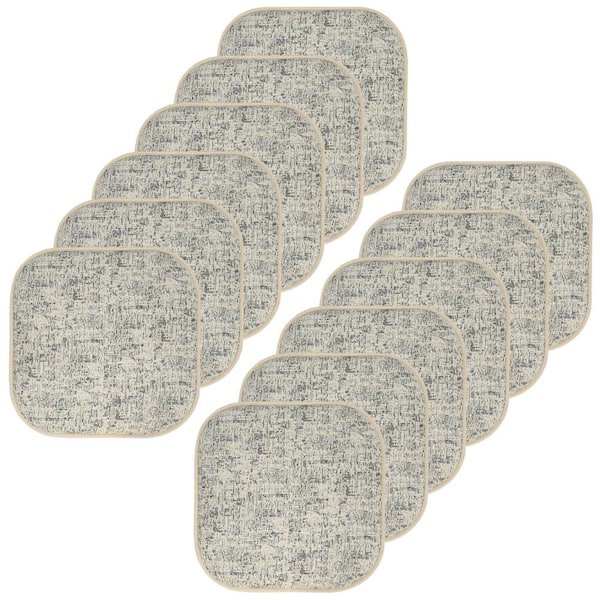 Sweet Home Collection Broadway Square Memory Foam 16 in.x16 in. Non-Slip Back, Chair Cushion (12-Pack), Cream/Blue