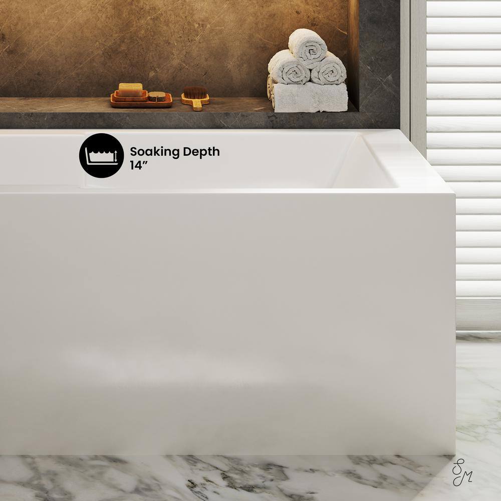 Claire 60" White Acrylic Alcove Bathtub with Corner Apron