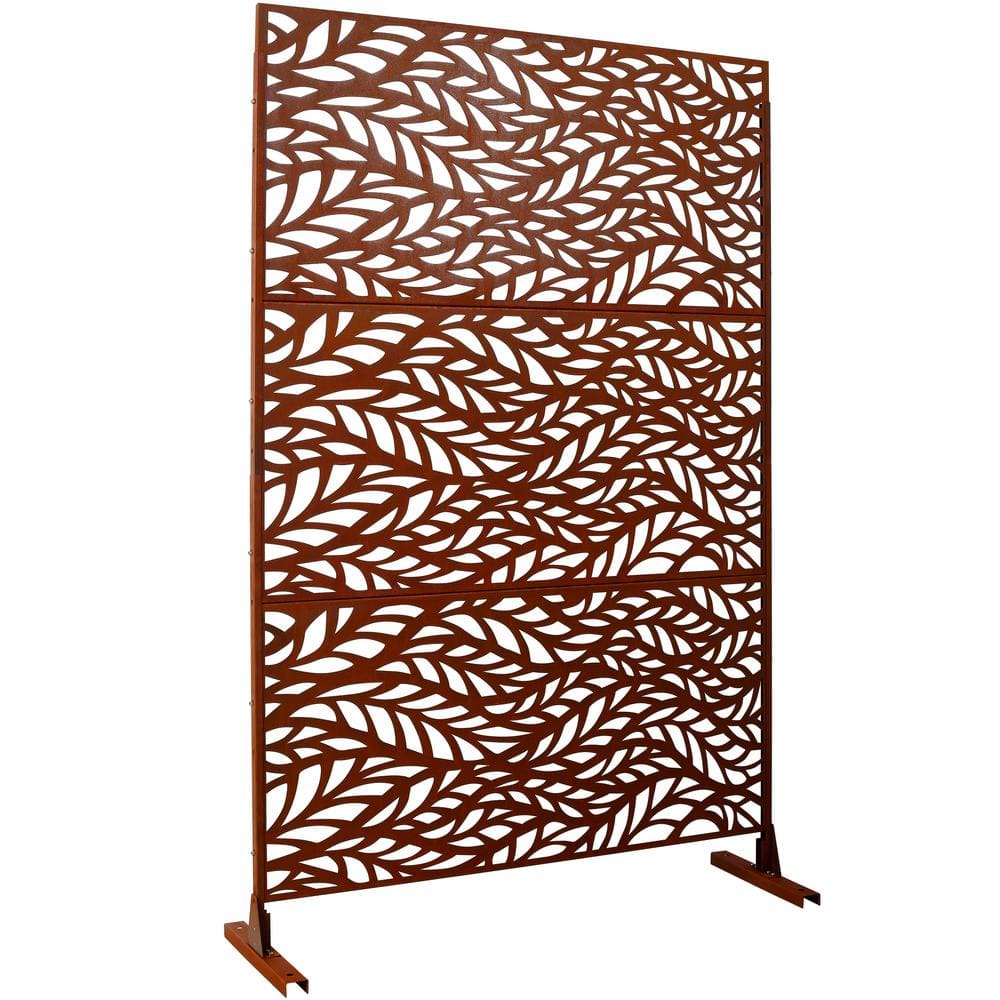 6.3 ft. H x 4 ft. W Rust Red Metal Outdoor Privacy Fence Decorative Screen 