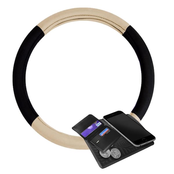 FH Group Modernistic Flat Cloth Steering Wheel Cover and 4-Seat Belt Pads