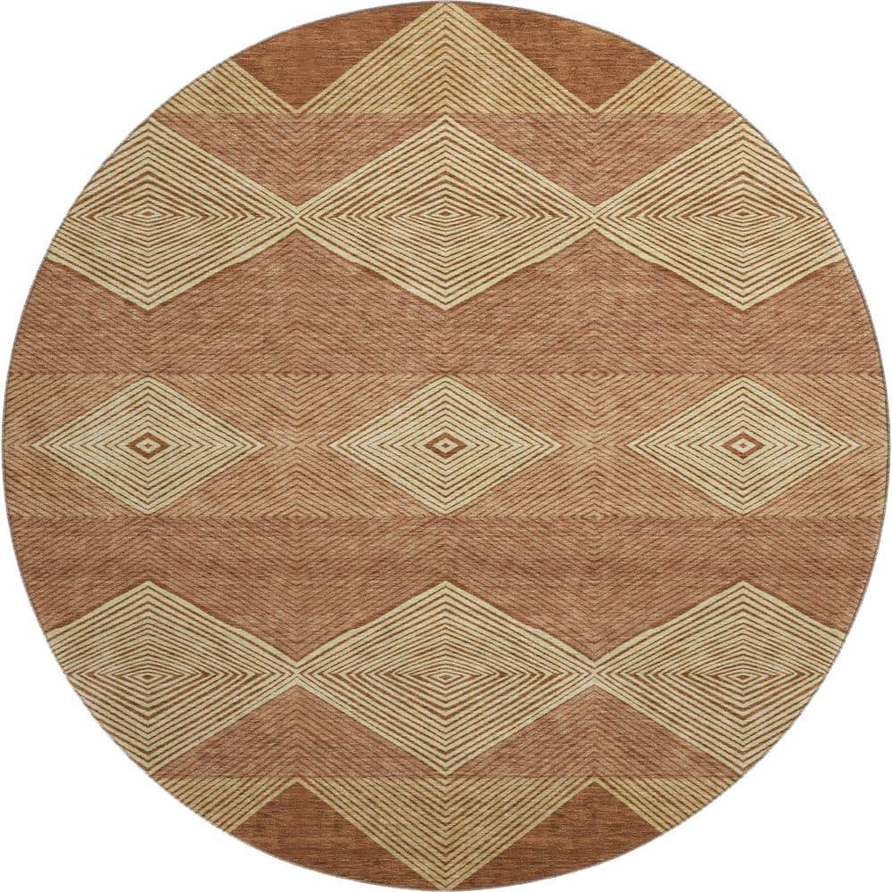 Mayfield Premium Machine Washable Abstract AMF2545 Paprika 8 ft. x 8 ft. Round Rug price history on PriceWatchPro