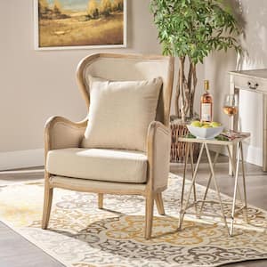 Crenshaw 30 in. Beige Fabric Wing Arm Chair