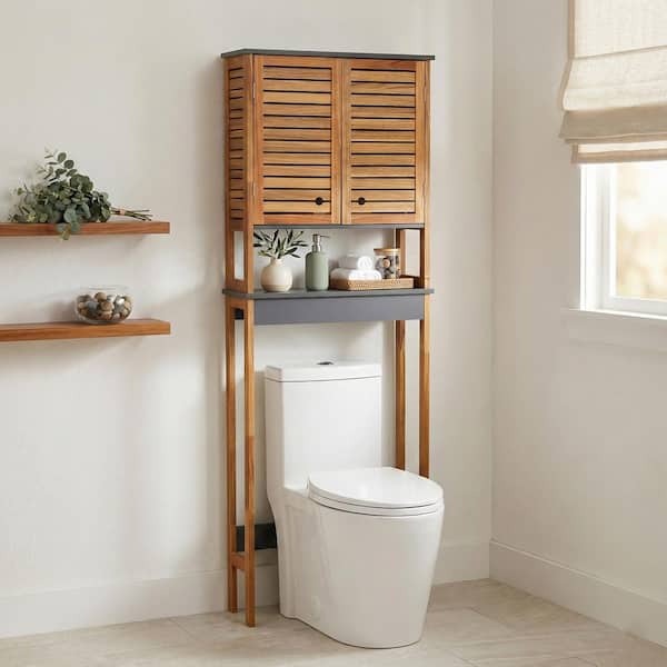 Elements 24 in. W x 69 in. H x 9 in. D Acacia Gray MDF Over-the-Toilet Storage in Acacia and Gray