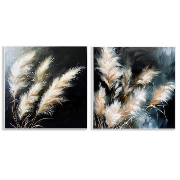 Stupell Industries Windblown Wheat Sprigs by Raymond Powers 2-Pieces Unframed Nature Graphic Art Print 12 in. x 12 in.