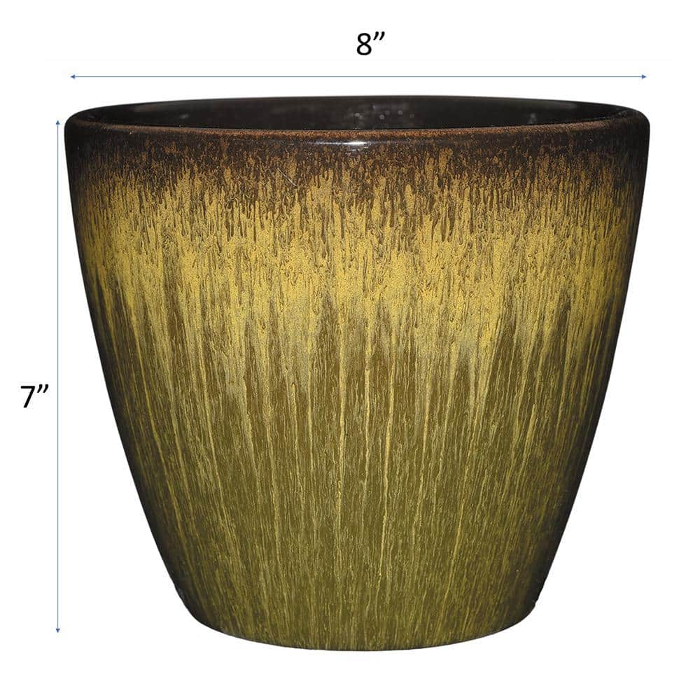 Willow Green 8" Resin Round Indoor/Outdoor Planter