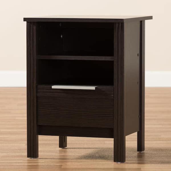 Baxton Studio Hamish 1 Drawer Wenge Dark Brown Nightstand 146 8287