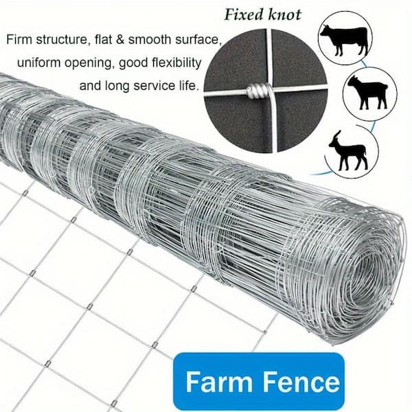 48 in., x 164 ft. Reinforced Hot-Dip Galvanized Precision Welding Farm Mesh for Cattle Fence, Farm Animal Yard