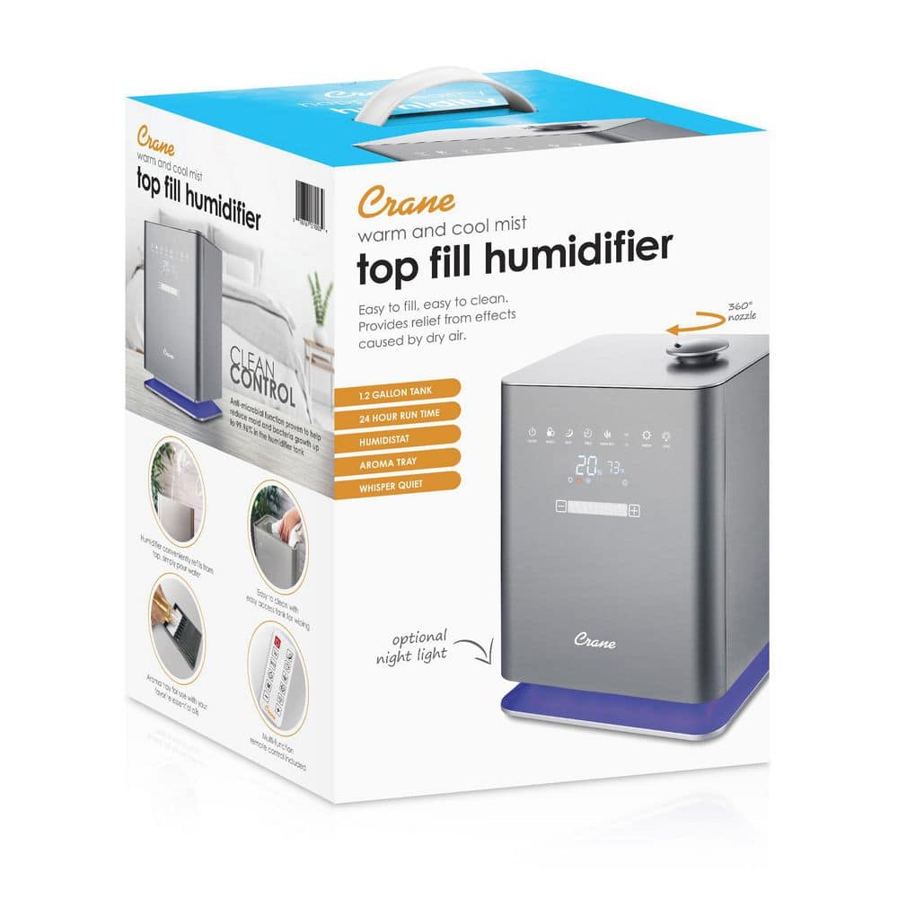 Crane 1.3 Gallon Warm and Cool Mist Humidifier with Remote