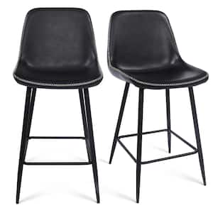 Edmund Black Faux Leather 39.3 in. H Counter Bar Stool (Set of 2)