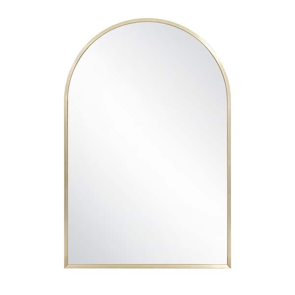 Unbranded Maeve 20 in. W x 30 in. H Medium Rectangular Arched Framed Decorative Wall Mount Bathroom Vanity Mirror in Brushed Gold