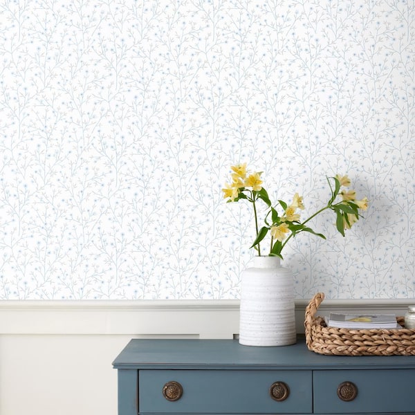 The Company Store Ava Ditsy Blue Peel and Stick Wallpaper Panel (covers 26 sq. ft.)