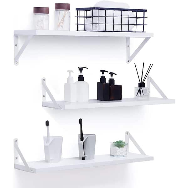 Cubilan 24 in. W x 6.7 in. D White Floating Shelves Decorative Wall Shelf, Set of 3