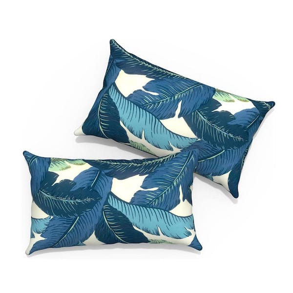 12x20 Pillow Outdoor Lumbar Pillow Cover Unbranded Outdoor Lumbar Pillows  12 X 20 Rectangle Throw Pillows With Inserts, (Pack-2), Swaying Palms Blue 