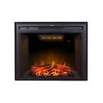 35.6 in. 400sq Ft Toughened Glass Wall-Mount Electric Fireplace with Over Heating Protection in Black