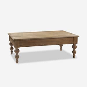 Emma 59.3 in. Acorn Lift Top 4 Legs Coffee Table with Storage Shelf and Solid Rubber Wood Legs