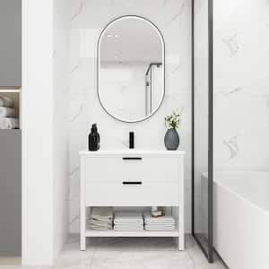 18.30 in. W x 30.00 in. D x 33.75 in. H Plywood Freestanding Bath Vanity Top in White With Resin Sink