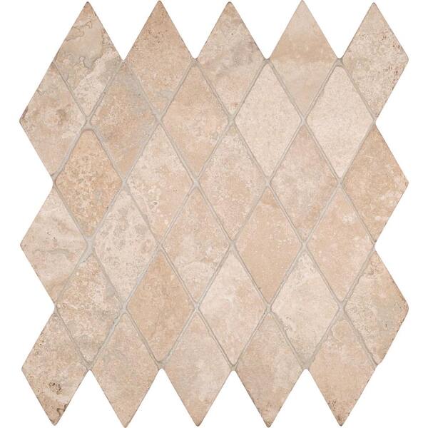 MSI Durango Rhomboids 12 in. x 12 in. x 10mm Tumbled Travertine Mesh-Mounted Mosaic Tile (10 sq. ft. / case)