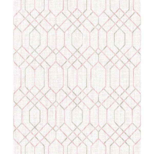 Decorline Lyla Pink Trellis Strippable Wallpaper (Covers 57.8 sq. ft.)