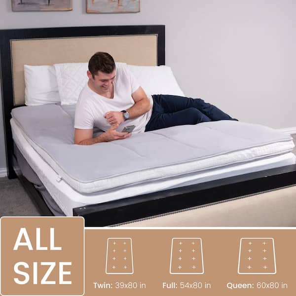 Japanese Floor Mattress 4 in, Polyester Fill Tatami Mat Sleeping Pad Foldable Roll Up Mattress, Full, Gray
